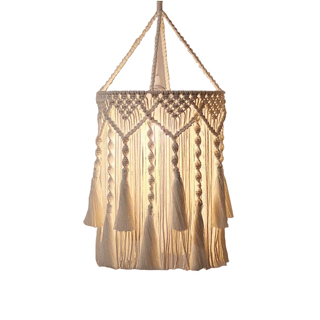 Abat-jour en macramé fait à la main