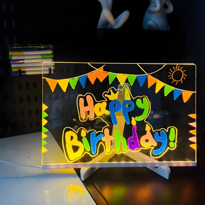 Lampe LED personnalisée, tableau de messages en acrylique, effaçable, USB, planche à dessin pour enfants, veilleuse de chambre à coucher, cadeau d'anniversaire pour enfants
