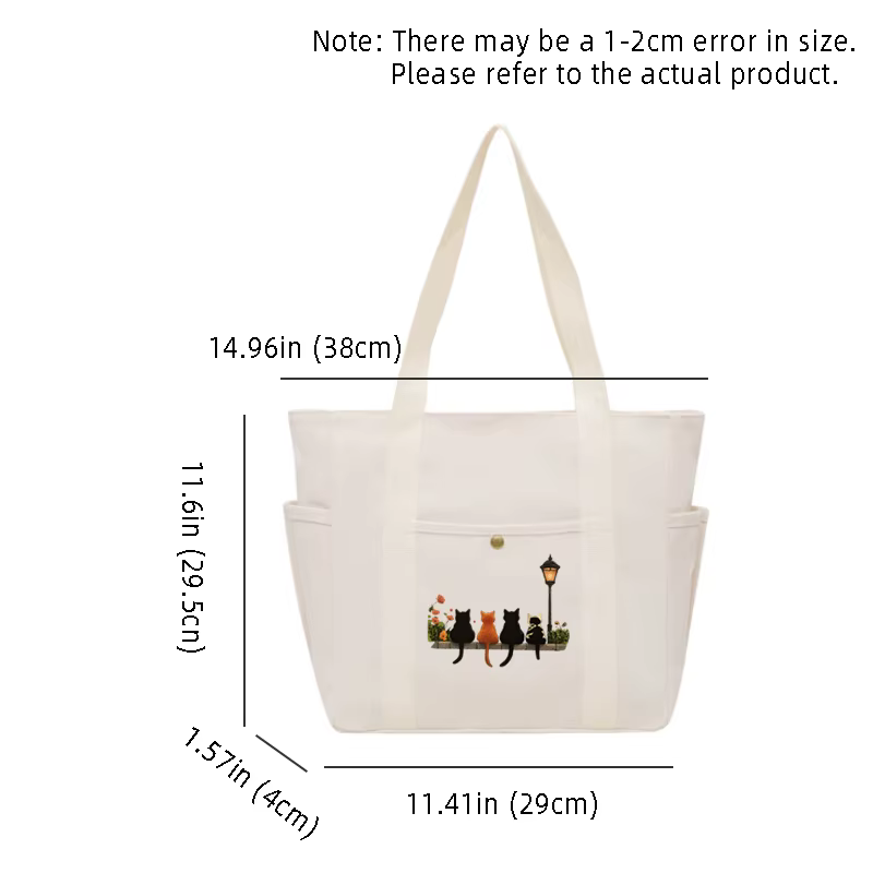 Filles femmes graphique sac fourre-tout grande capacité dessin animé épaule mignon chat Shopper sacs à main épaule mode toile décontracté Shopping