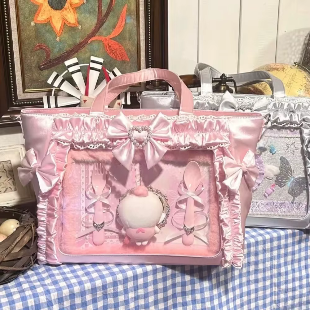 Nouveau sac à bandoulière Ulzzang Ita Bag pour fille, style doux et cool, avec nœud en dentelle et ruban, pour uniforme JK, sac fourre-tout portable Y2K pour exposition de bandes dessinées