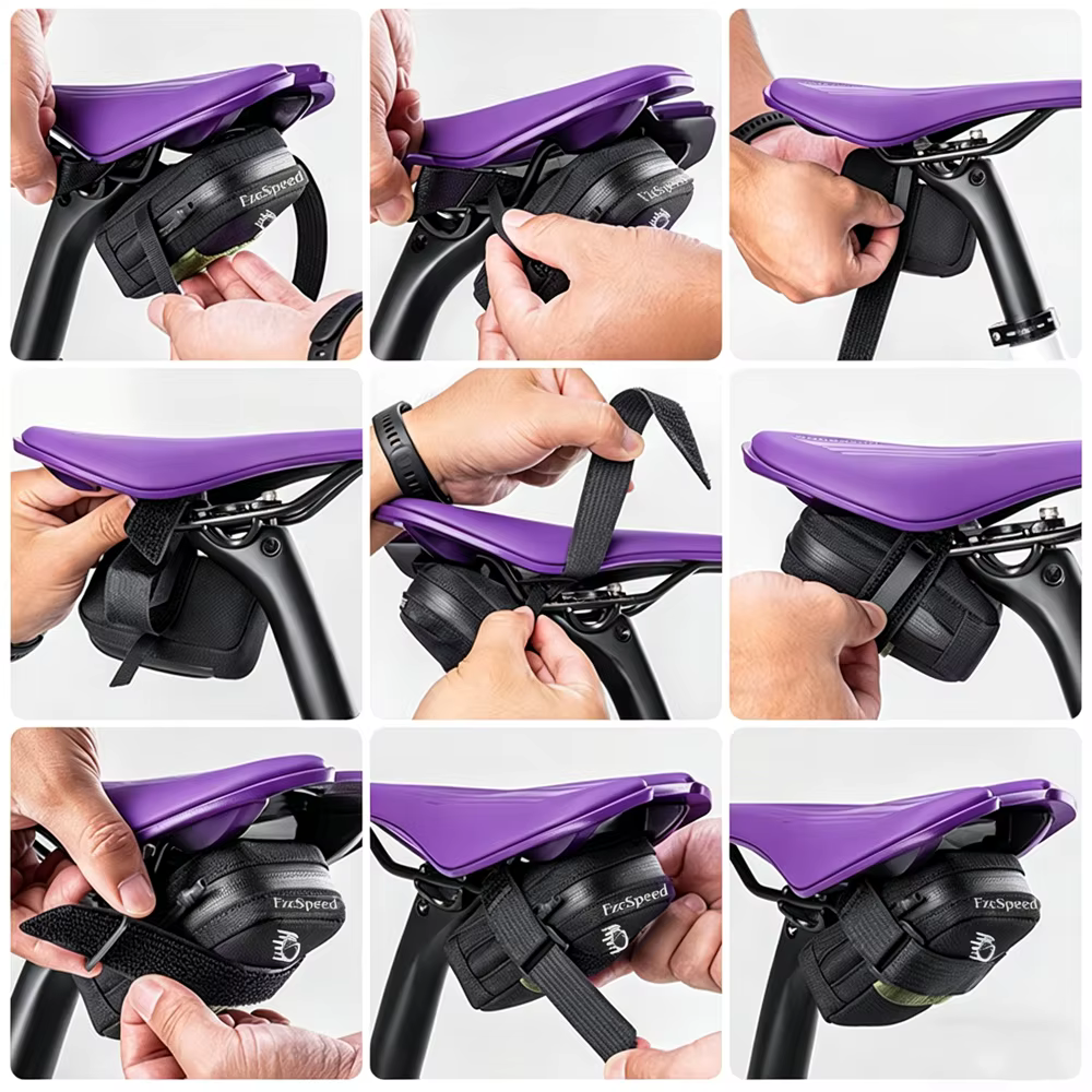 Mini sac de selle de vélo léger, petit sac de vélo de 0,35 l, sacs à main portables, sac arrière de cyclisme universel pour tous les vélos