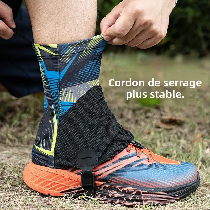 F1001 Sports de plein air unisexe haute course Trail guêtres protection anti-sable couvre-chaussures pour Triathlon Marathon randonnée réfléchissant