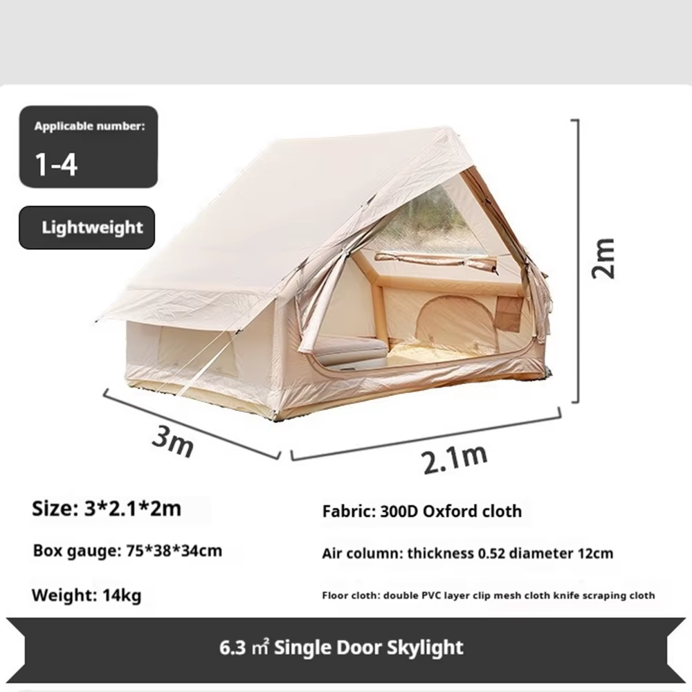 Grande tente de camping portable de luxe Oxford pour 5 à 6 personnes, imperméable, durable, gonflable, étanche à l'air, pour une utilisation en extérieur
