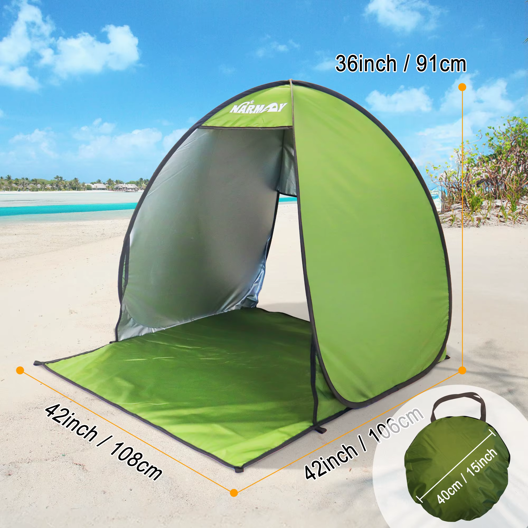 Tente de plage pop-up, abri pare-soleil résistant aux UV et étanche pour le Camping