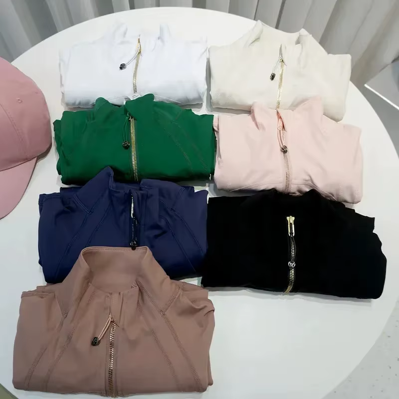 Veste Rose Gold Troisième Génération Sans Maille Coupe Slim Fine Sport Fitness Yoga Col Montant Vêtement d'extérieur pour Femme