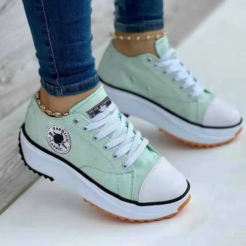 Chaussures pour femmes classique blanc toile baskets mode plate-forme femmes chaussures décontractées de haute qualité à lacets Feamle chaussures de Tennis 35-43