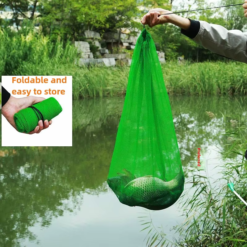 Sac en maille de pêche Portable pliant petite grille filets de poisson vivant sac Bundle bouche filet sac pour le stockage pêche matériel de pêche