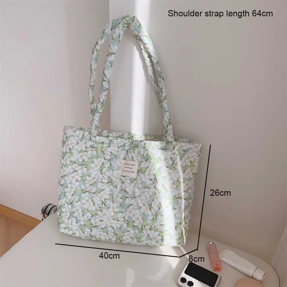 Sac fourre-tout en coton fleuri pour femme, sac à main ChimChic, sac à poignée supérieure gonflé, sac matelassé, sacs shopper de créateur initiés