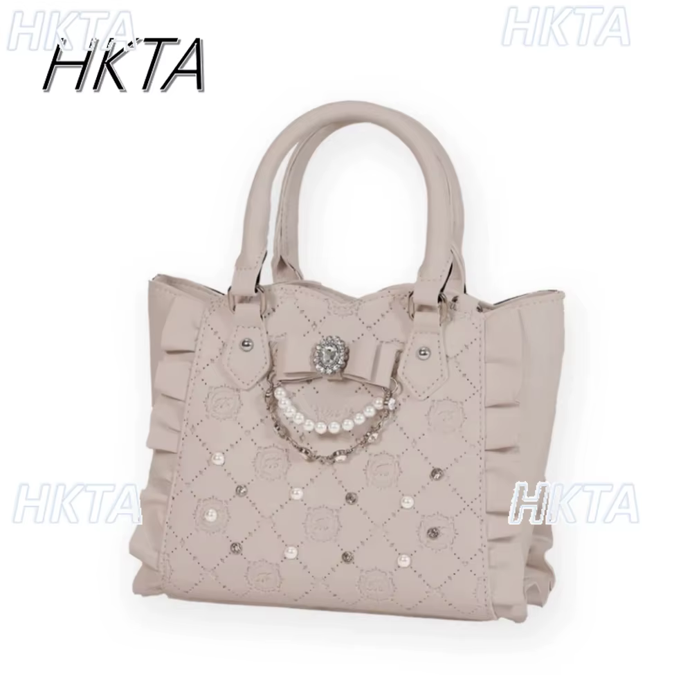 Doux filles japonais sac fourre-tout été nouveau mignon sac à main perle strass épaule sac