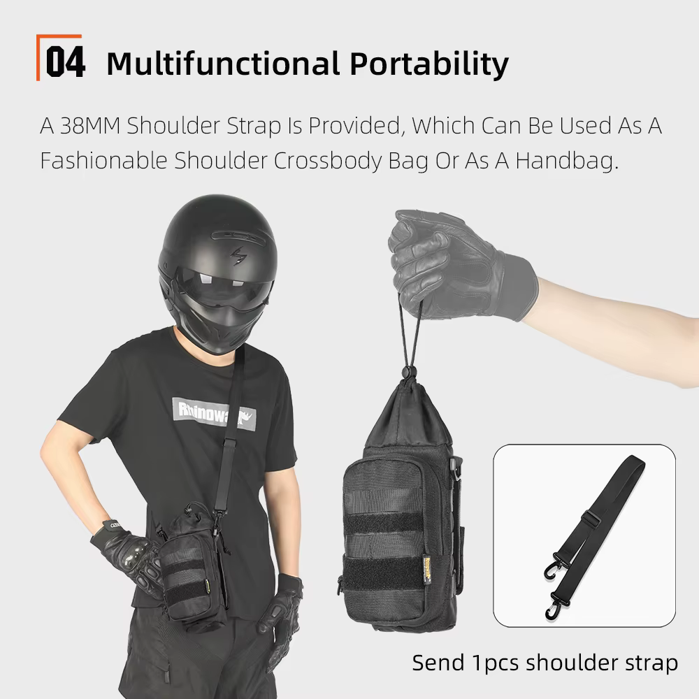 Rhinowalk – porte-bouteille de moto, sac de bouilloire isolé pour moteur, porte-gobelet d'eau à dégagement rapide avec système MOLLE sur le sac de moto