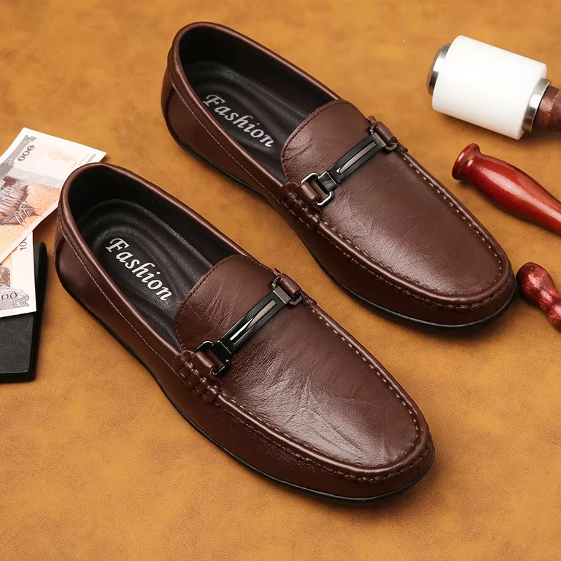 Mocassins d'été de marque de luxe en cuir véritable pour hommes