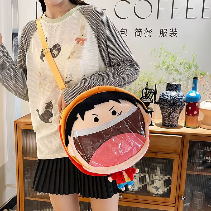 Sac à dos One Piece Anime Big Mouth Luffy pour couples, sac messager transparent Itabag, sac à bandoulière dessin animé, cadeau d'anniversaire