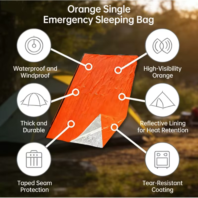 Sac de couchage de survie d'urgence portable