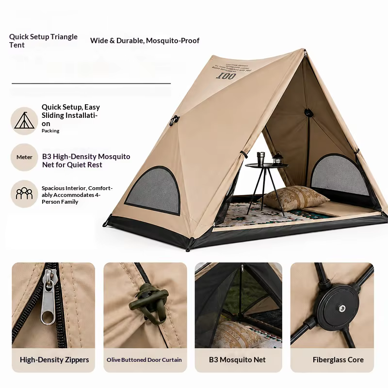 Tente triangulaire automatique, tente de camping d'extérieur qui se déplie en seulement 3 secondes. Imperméable et résistant aux UV.