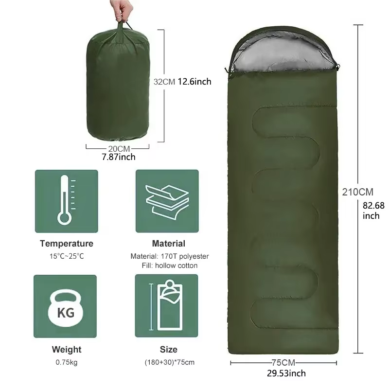 Sac de couchage enveloppant imperméable 4 saisons ultraléger - avec sac de compression