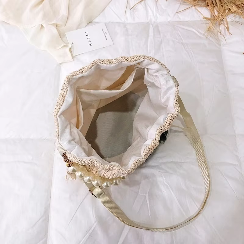 Sac à main en paille tressée pour femmes, sac à bandoulière décontracté, sac de plage en dentelle, sac à pied élégant, article de vacances, E27, nouveau