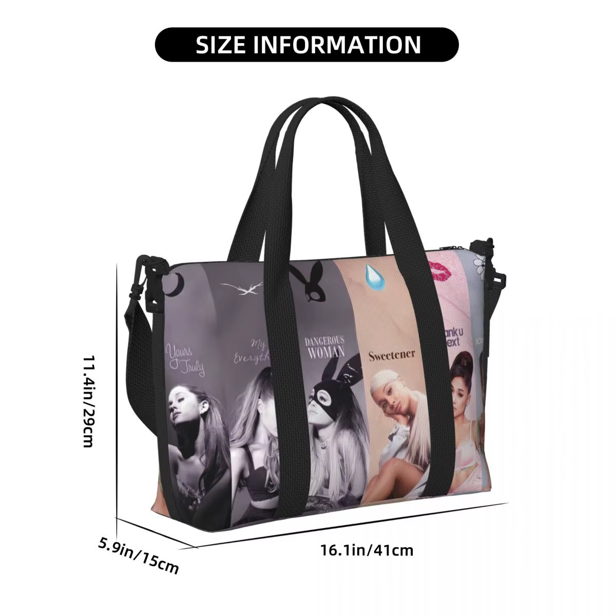 Sac fourre-tout personnalisé Ariana Grande Pop Music pour femmes, sacs de voyage de grande capacité pour chanteur américain, plage, gymnastique