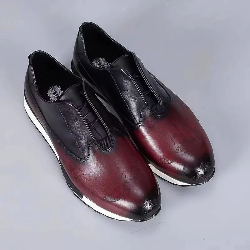 Baskets vintage pour hommes en cuir véritable à lacets