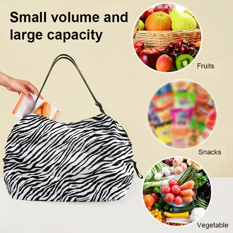 Grand sac de courses pliable, sac écologique réutilisable, paquet d'épicerie, sacs de rangement de jouets de plage, pochette d'épaule imprimée chat citron, fourre-tout