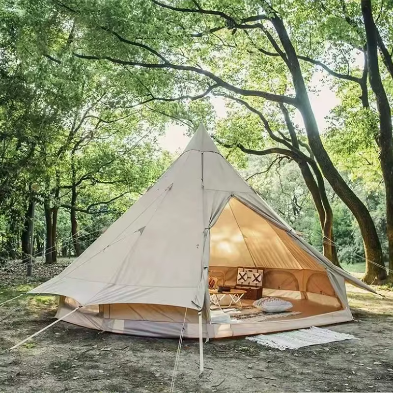 Tente de camping familiale personnalisée hautement rentable, imperméable, pour 4 à 10 personnes, en toile, type yurt ou tente cloche