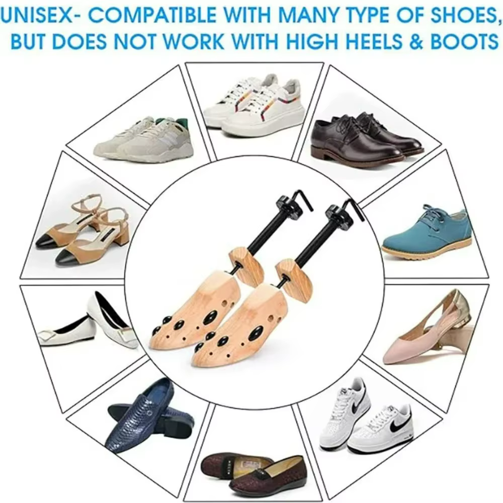 1 pièce Élargisseur de chaussures en bois réglable pour femmes et hommes aux pieds larges, pour augmenter la taille, la longueur et la largeur