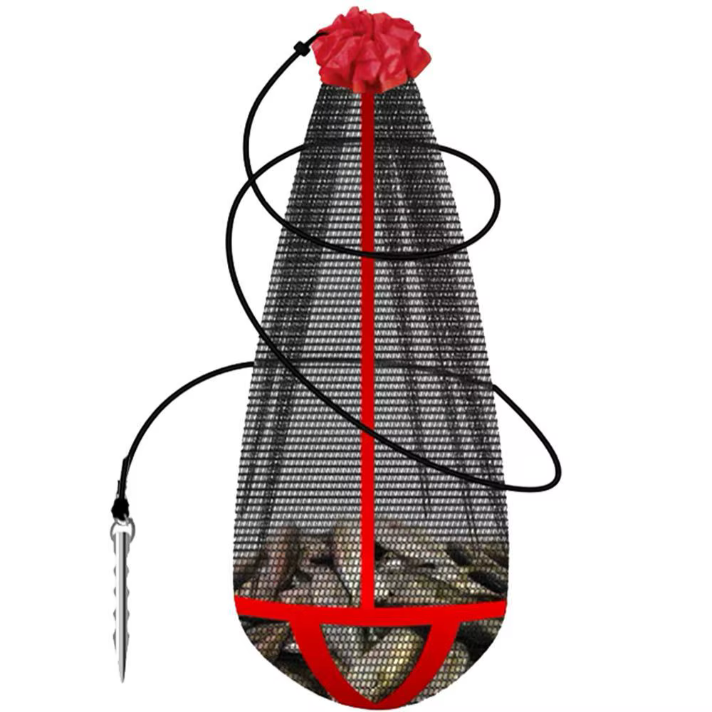 Sac en maille de pêche pliant, équipement de pêche épais, petits filets à grille, filets pour poissons vivants, sac en filet buccal, rangement de fournitures de pêche