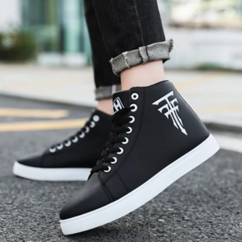Baskets blanches haut hommes chaussures vulcanisées