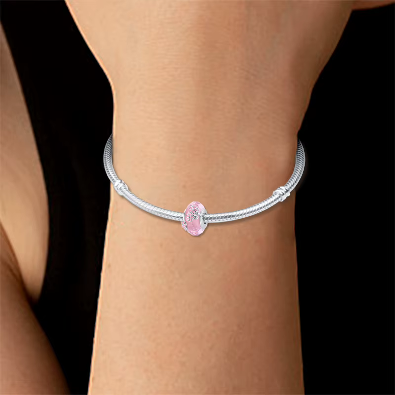 Pendentif en perles de verre Sakura en argent sterling 925