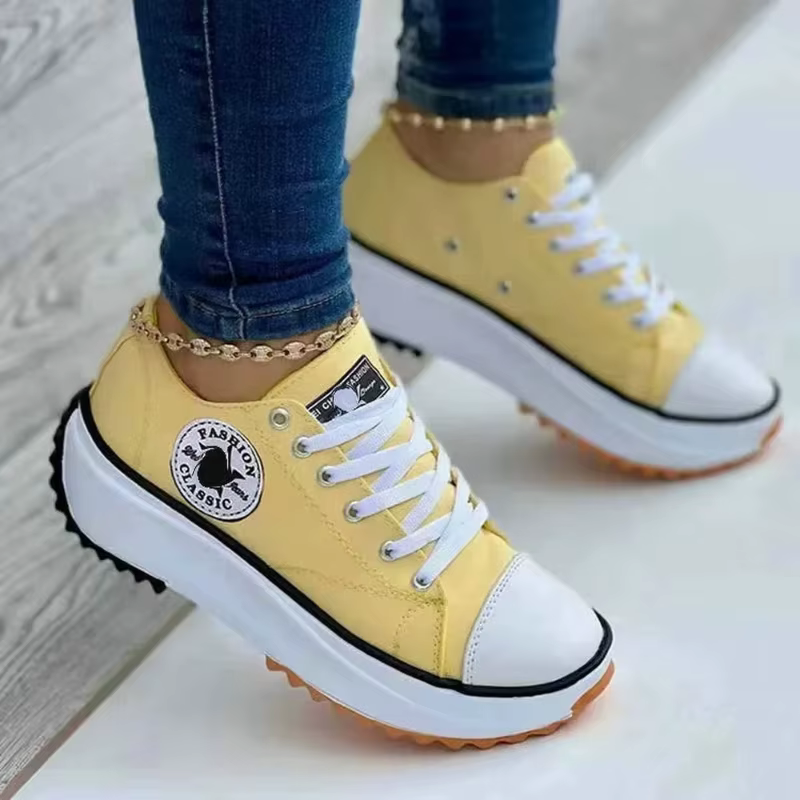 Chaussures pour femmes classique blanc toile baskets mode plate-forme femmes chaussures décontractées de haute qualité à lacets Feamle chaussures de Tennis 35-43