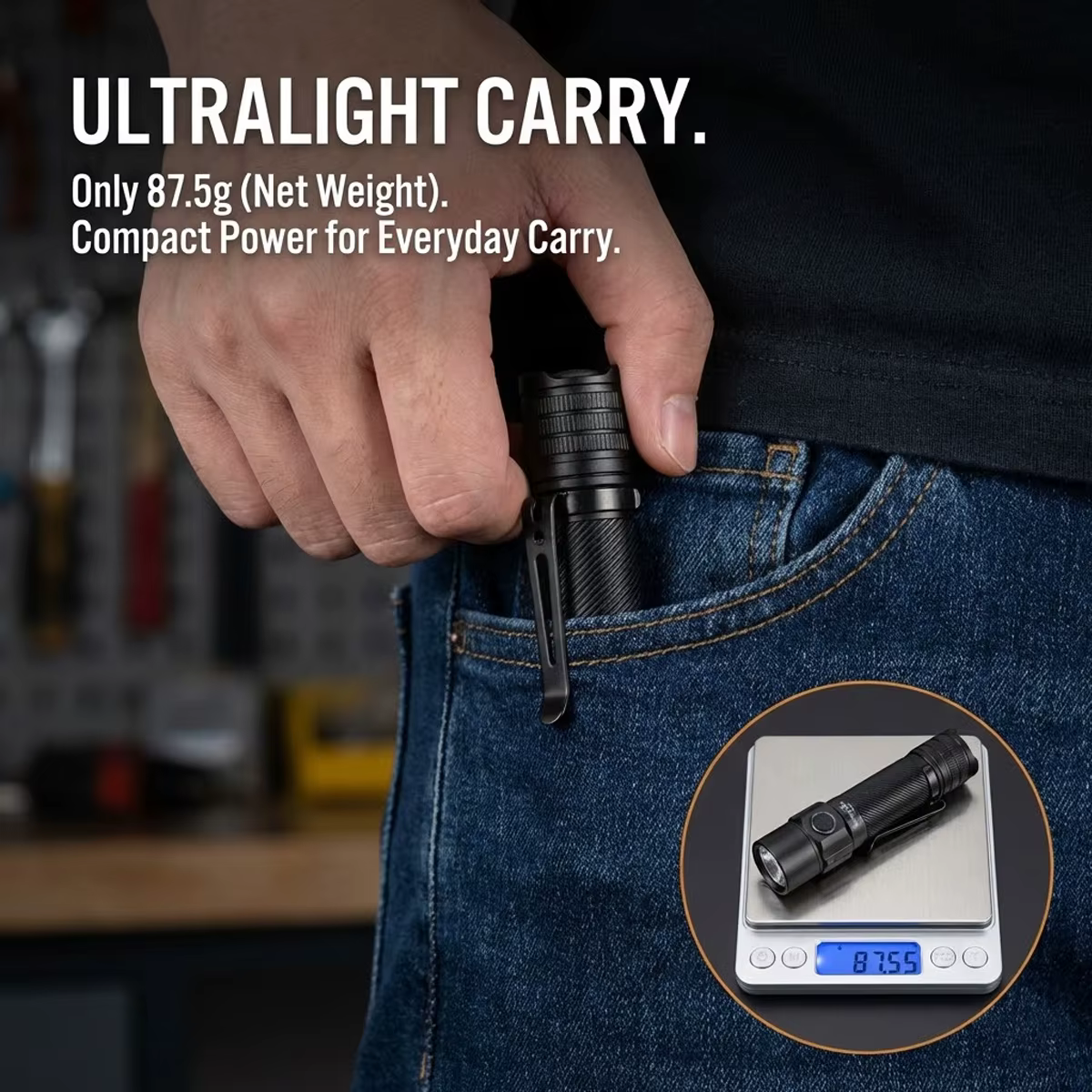 T5 Lampe Torche Tactique 1800 Lumens Double Interrupteur LED USB-C Rechargeable IP68 Police Sécurité EDC