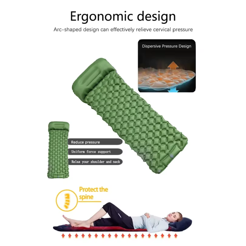 Matelas gonflable de camping extérieur avec oreillers