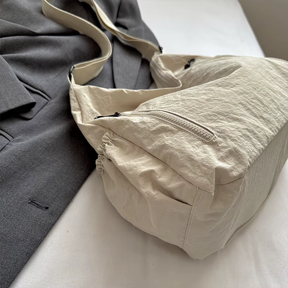 Sac hobo plissé simple grande capacité pour femme, sac à bandoulière léger et multi-poches pour les trajets quotidiens, nouveau sac décontracté