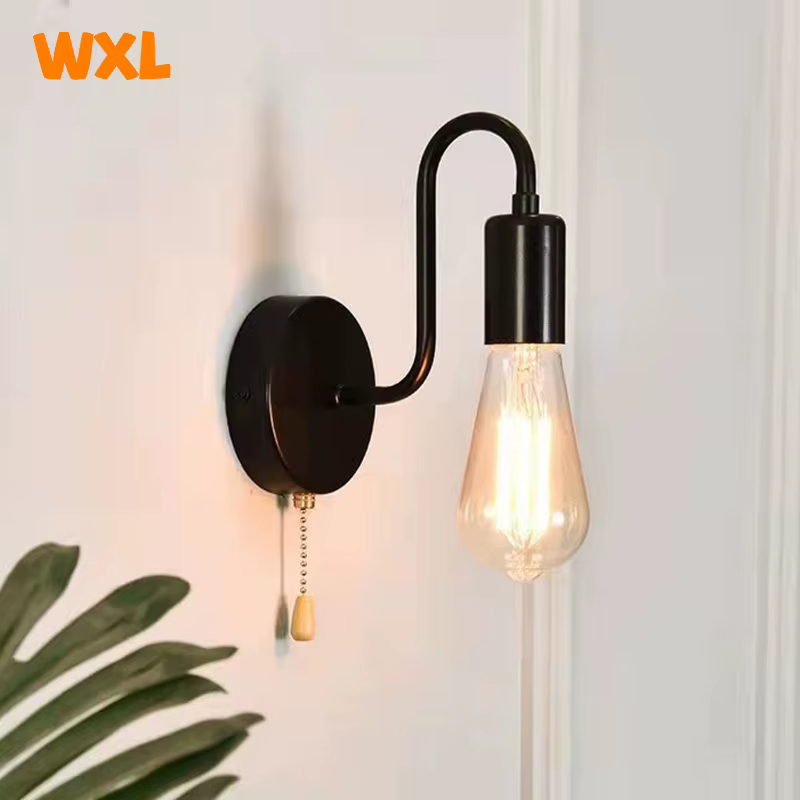 Applique industrielle nordique fer noir E27 éclairage intérieur chevet salle de bain chambre lampe