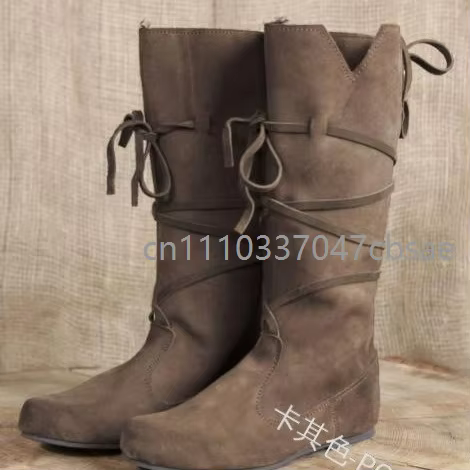 Bottes Médiévales Rétro Nordiques en Cuir PU pour Hommes et Femmes