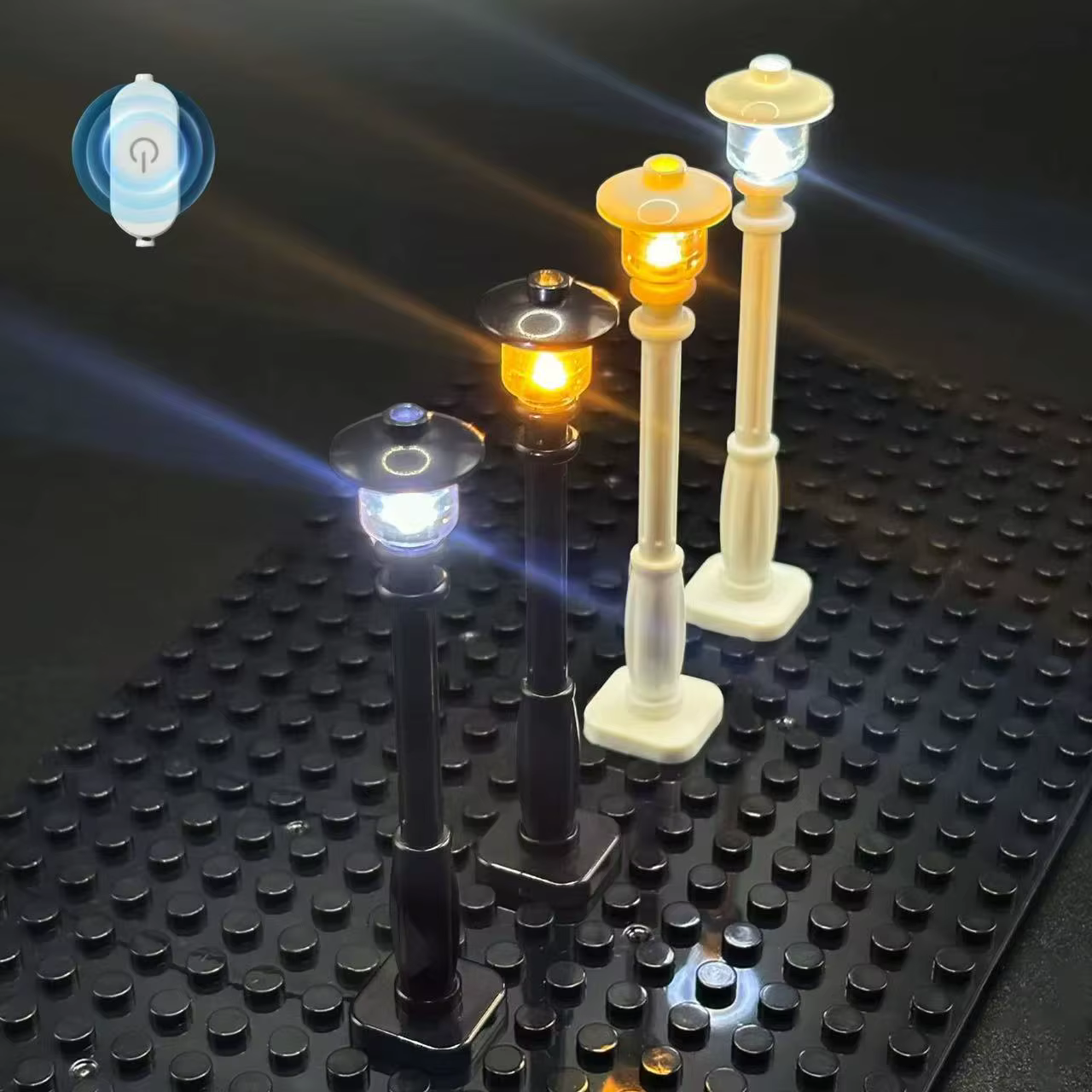Lampadaire de ville lumineux LED 10 pièces, lampe de bloc de construction alimentée par USB, accessoires d'éclairage MOC