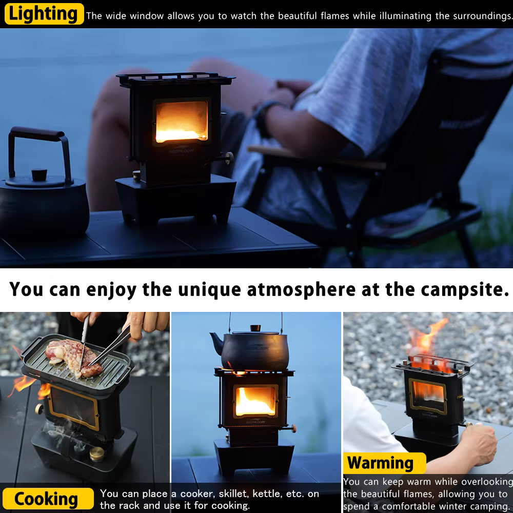 Soomloom rétro firedance huile lampe poêle multi-usages en plein air Portable Camping lanterne émotion lumières brûleur