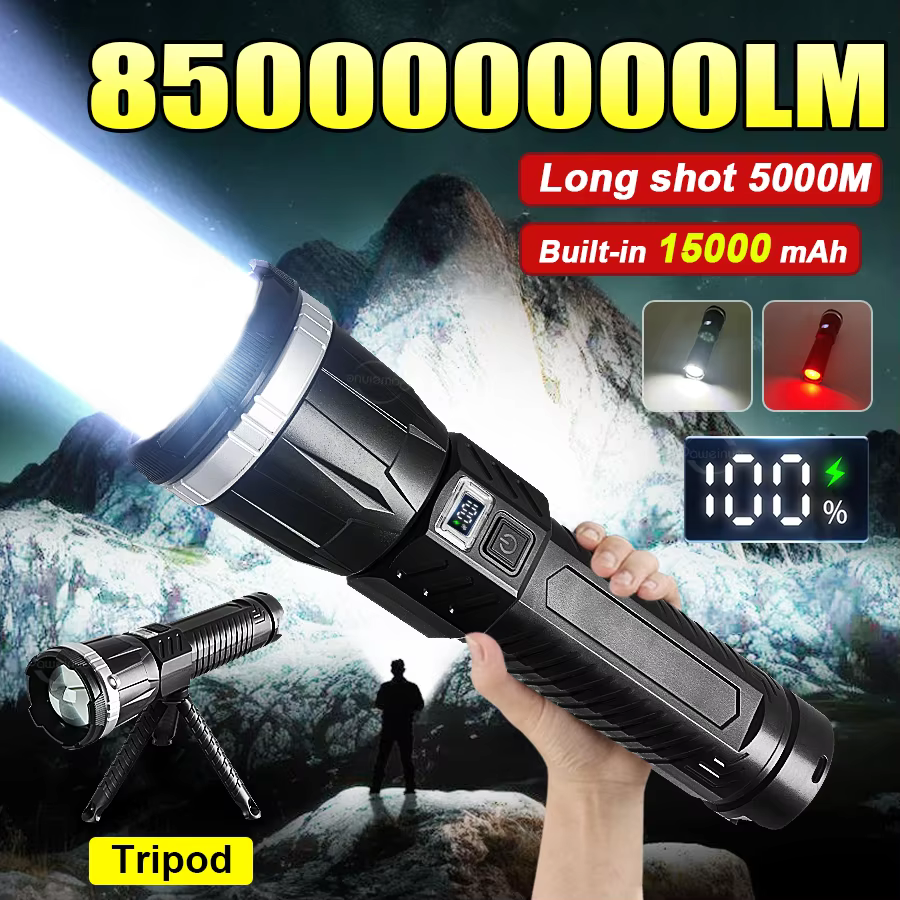 850000000LM lampes de poche LED les plus puissantes Ultra lumineux longue portée 5000M lampe torche Zoomable