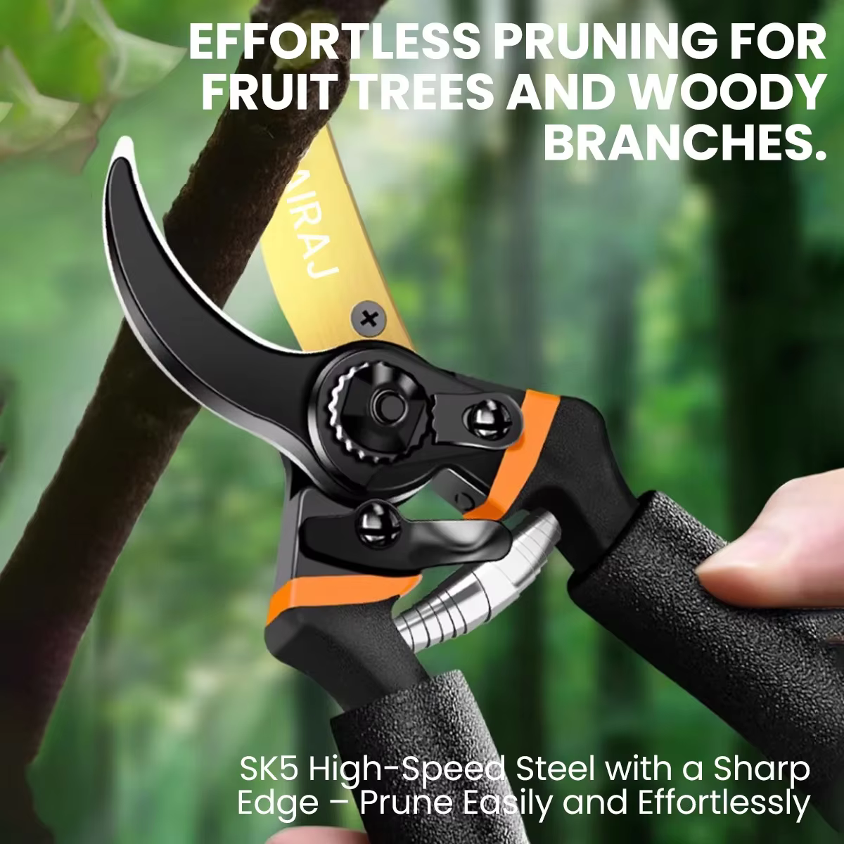 AIRAJ – sécateur à lame SK5 de 8.5 pouces, pour bonsaï, arbres fruitiers, fleurs, poignées ergonomiques antidérapantes