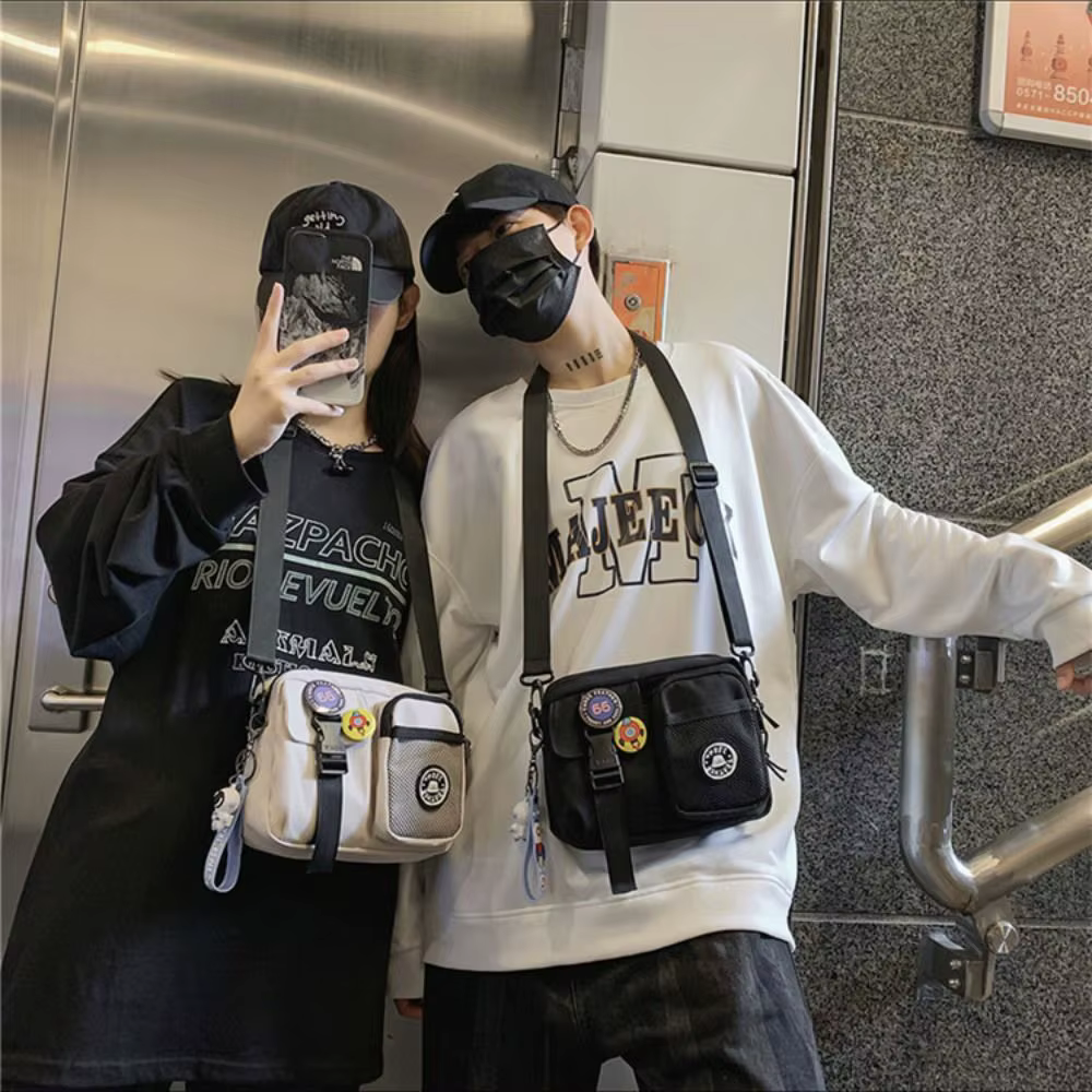 Petit sac à bandoulière en toile à séchage rapide, Portable Harajuku pour hommes, pochette à fermeture éclair, sac pour téléphone Portable décontracté unisexe