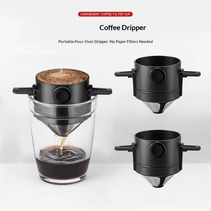 Cafetière portable pour café filtre avec tasse en acier inoxydable