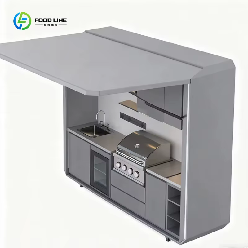 Cuisine mobile de jardin personnalisée, mini-cuisine de camping, ensemble de cuisine portable préfabriquée pour l'extérieur, pour utilisation dans les jardins, parcs et complexes hôteliers.