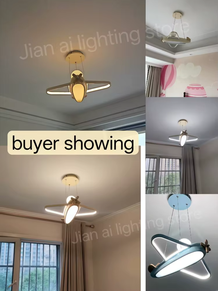 Design créatif dessin animé avion plafonnier LED lampe blanche salon salle à manger étude chambre d'enfants garçon bébé chambre décor lampe