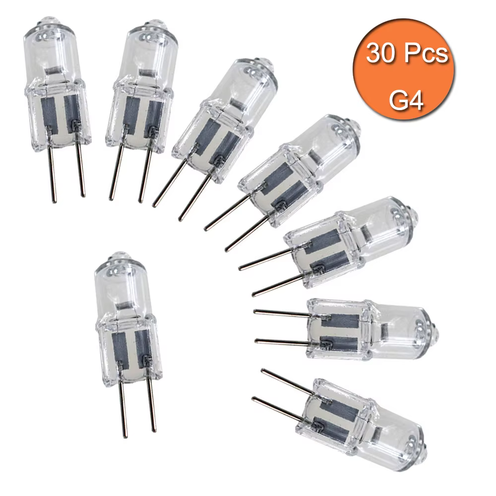 30 ampoules halogènes G4 12v 20w 360 ° Éclairage 3000k Mini lampe décoration de la maison lumière salon lumières économie d'énergie chambre