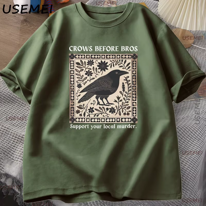 Crows Before Bros T-Shirt hommes femmes t-shirts graphiques Unique oiseau Nature T-Shirt Halloween coton col rond t-shirts