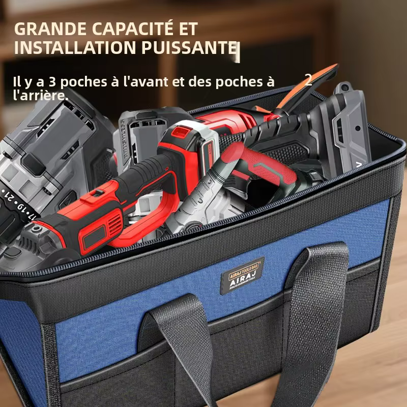 AIRAJ – sac à outils multifonctionnel, sac de rangement pour outils électriques, pour électriciens, imperméable, résistant à l'usure, sac à main de grande capacité