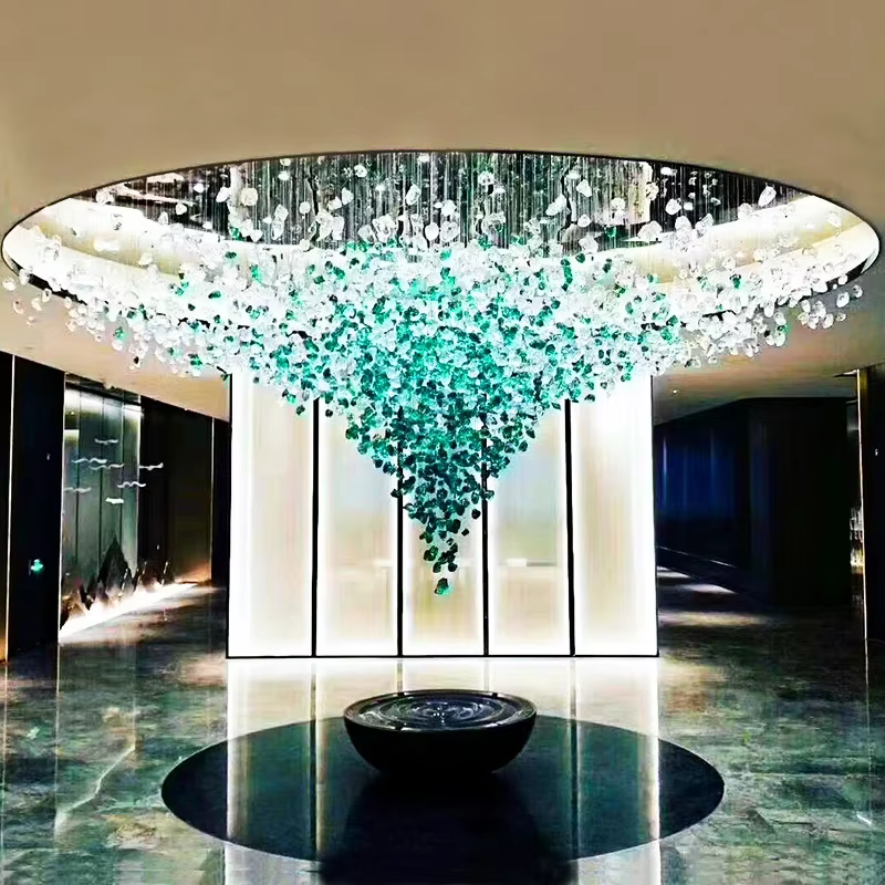 Lustre LED en pierre de cristal
