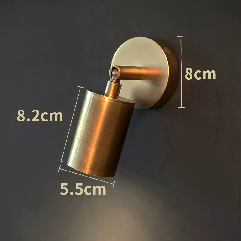 Vintage tout en cuivre GU10 mur LED lampe rotative chambre