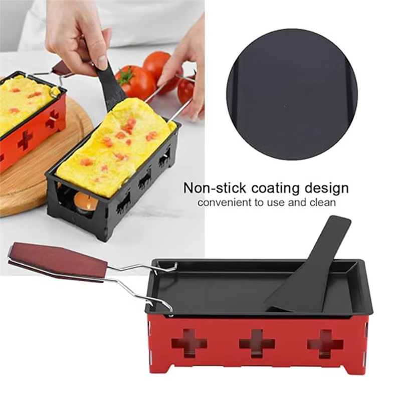 -MEOF Raclette, ensemble de poêle à fromage, plateau de cuisson au fromage antiadhésif Portable, outils de cuisson de cuisine domestique avec spatule