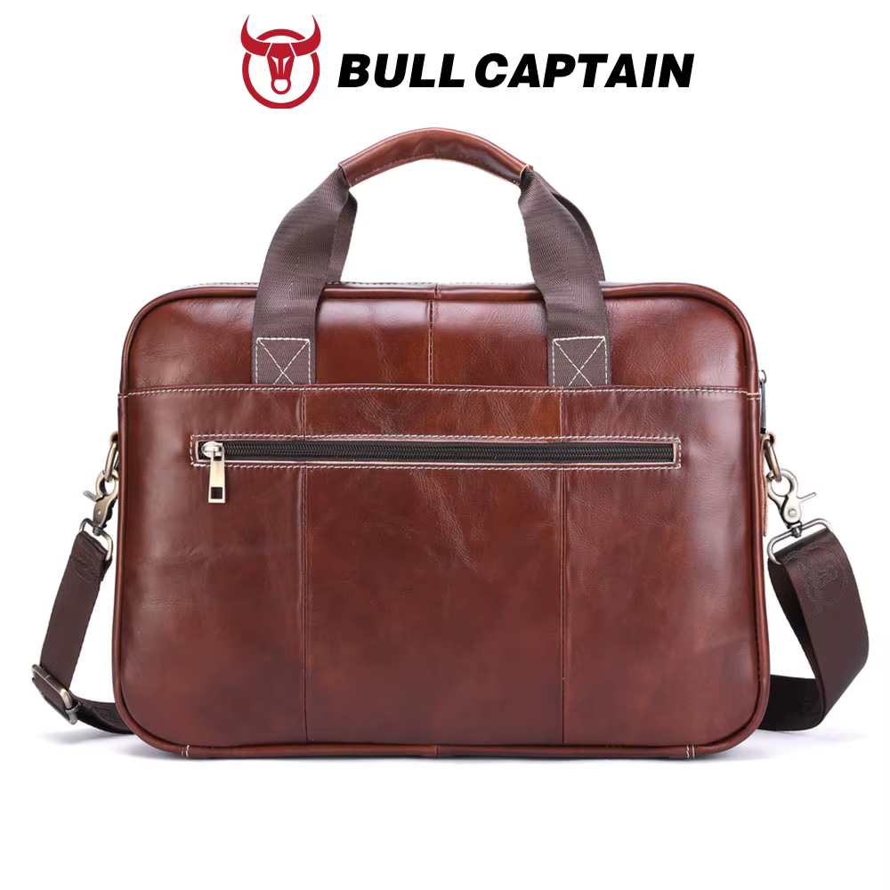 BULLCAPTAIN-Sac pour ordinateur portable en cuir pour homme, couche supérieure, sac pour ordinateur portable 15 ", étui à bombes pour ordinateur portable pour homme, étui de travail, sac de voyage d'a