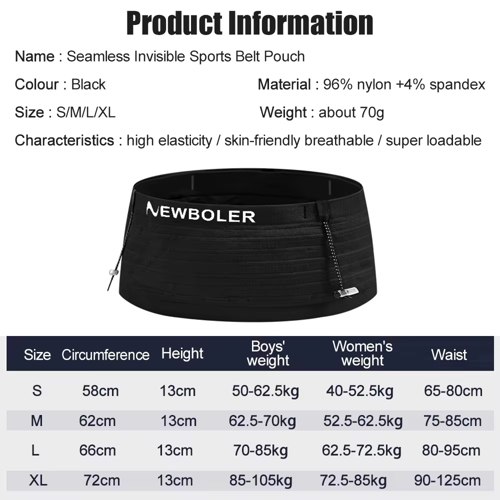 NEWBOLER – sac de taille de sport élastique et léger